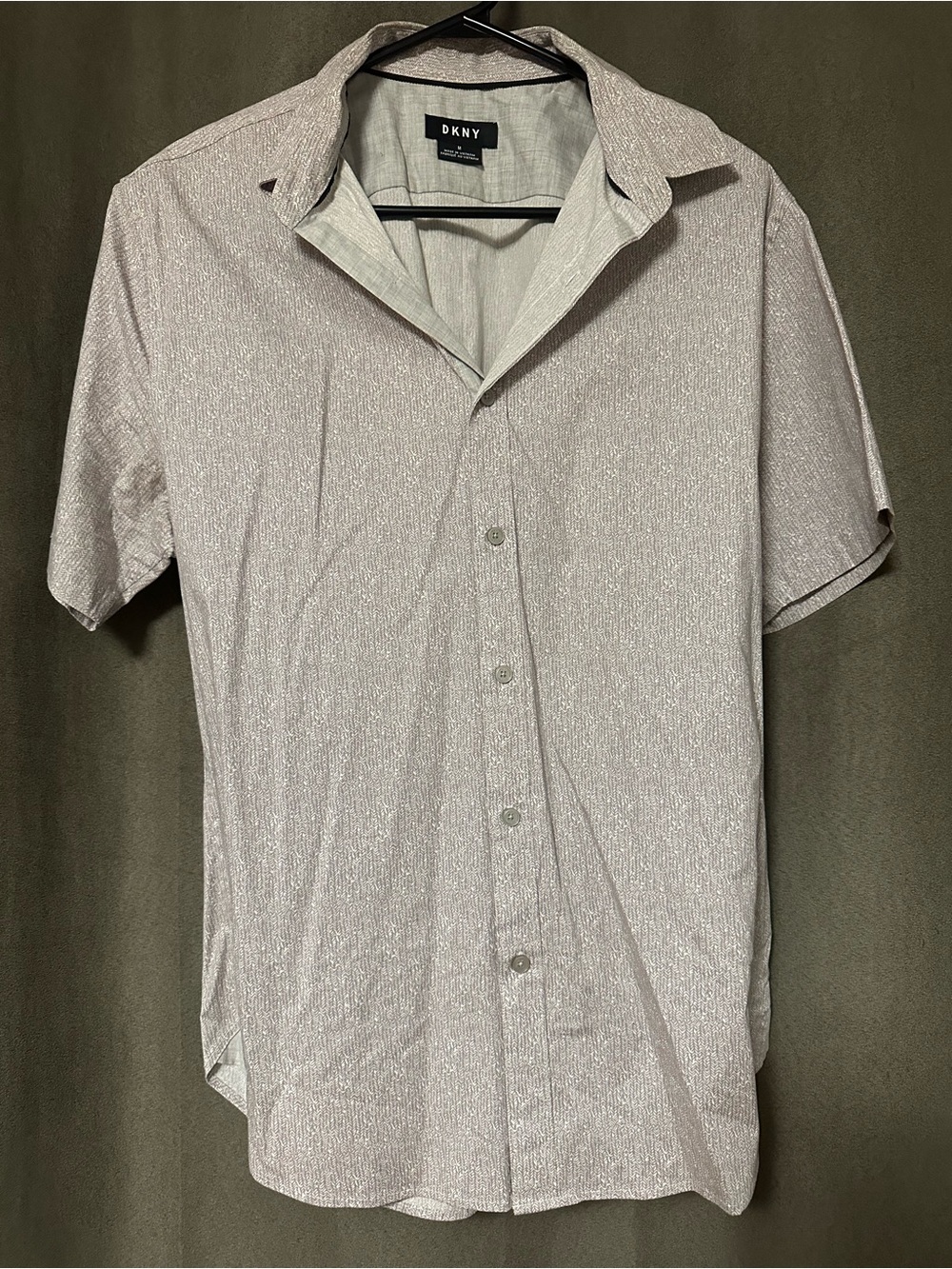 DKNY Men's Short-Sleeve Button-Down Shirt - Light Gray Heather